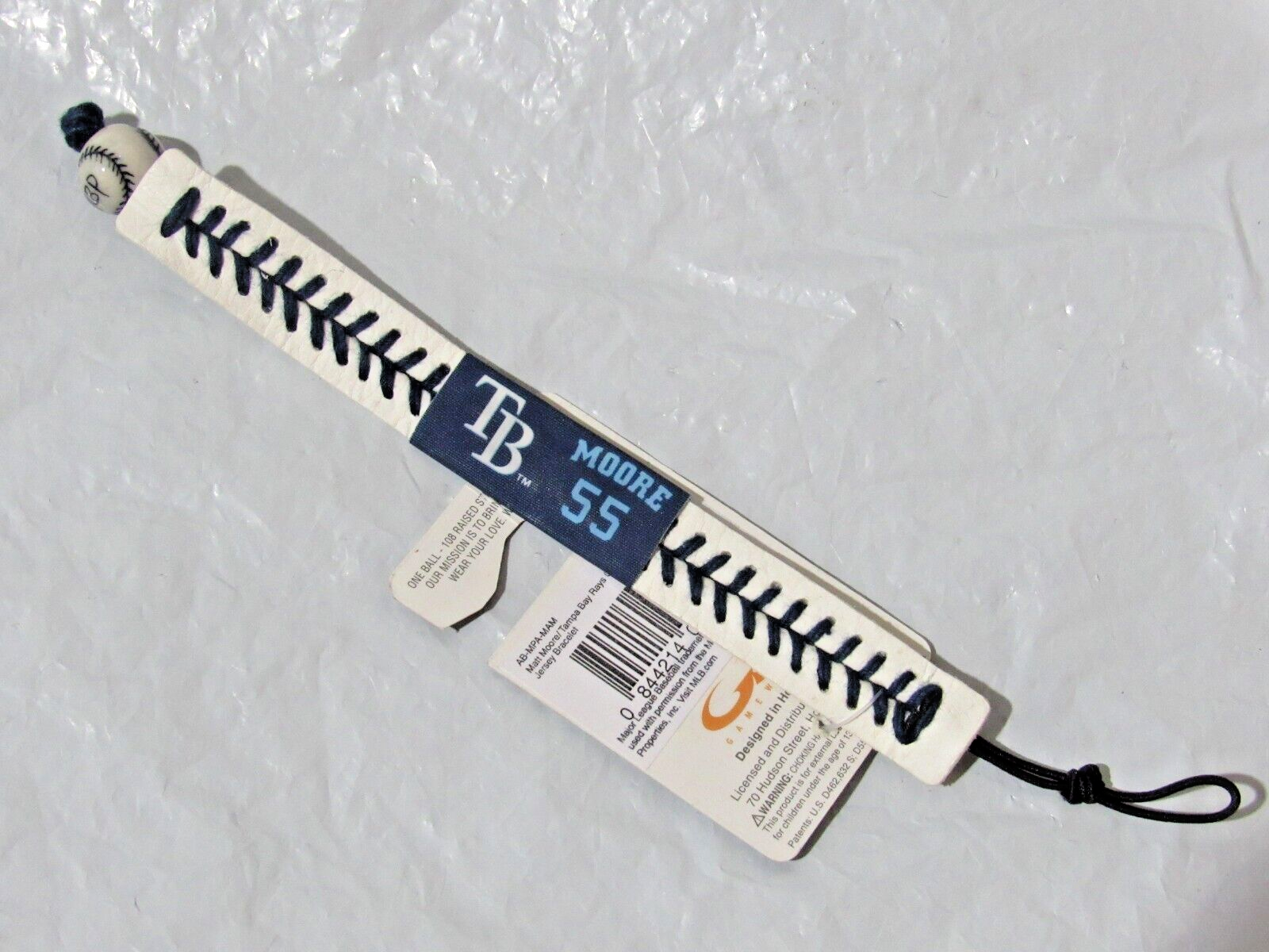 Primary image for MLB Moore 55 Rays White w/Blue Stitching Team Baseball Seam Bracelet Gamewear