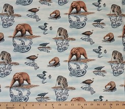 Cotton Native Reflections Bear Wolf Cotton Fabric Print by the Yard D467.87 - $12.95