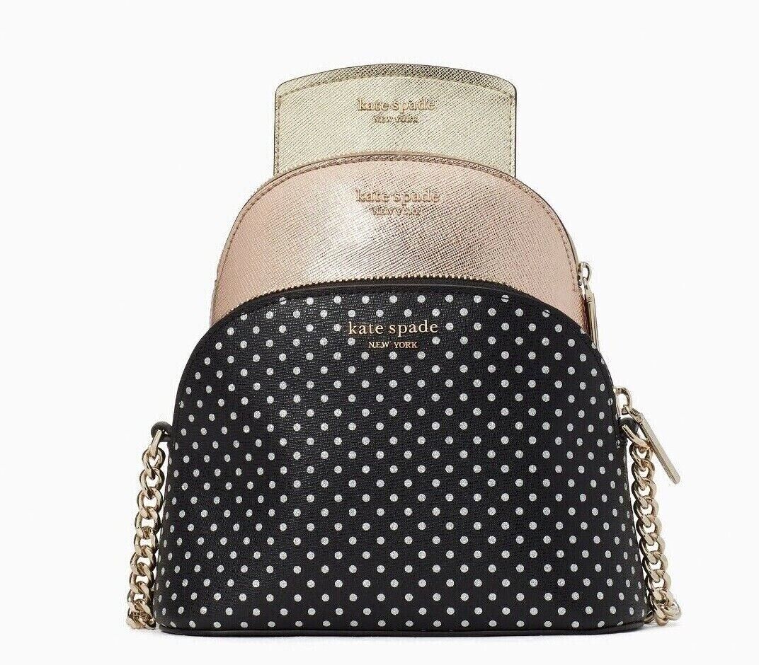 Primary image for New Kate Spade Spencer Dot Mixed Material Crossbody Set Black Multi / Dust bag