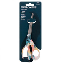 FISKARS Premier 8 Inch Bent Fashion Deco Scissors Abstract Painting - £9.45 GBP