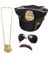 Tigerdoe Police Costume Accessories - 4 Pc Set - Police Hat, Mustache an... - £16.50 GBP