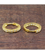 Ethnic Style Hinged Hoop EAR Stud 18k Solid Real Yellow Gold - Pair - £180.65 GBP