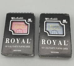 Vintage Royal Plastic Washable Playing Cards Set of 2 Blue Red Full Decks - $12.68