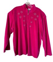 Vintage Links Women’s Size XL Pink 1/4 Zip Up Pullover Velour Snowflakes - $17.99
