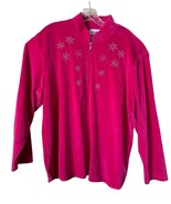 Vintage Links Women’s Size XL Pink 1/4 Zip Up Pullover Velour Snowflakes - $17.99