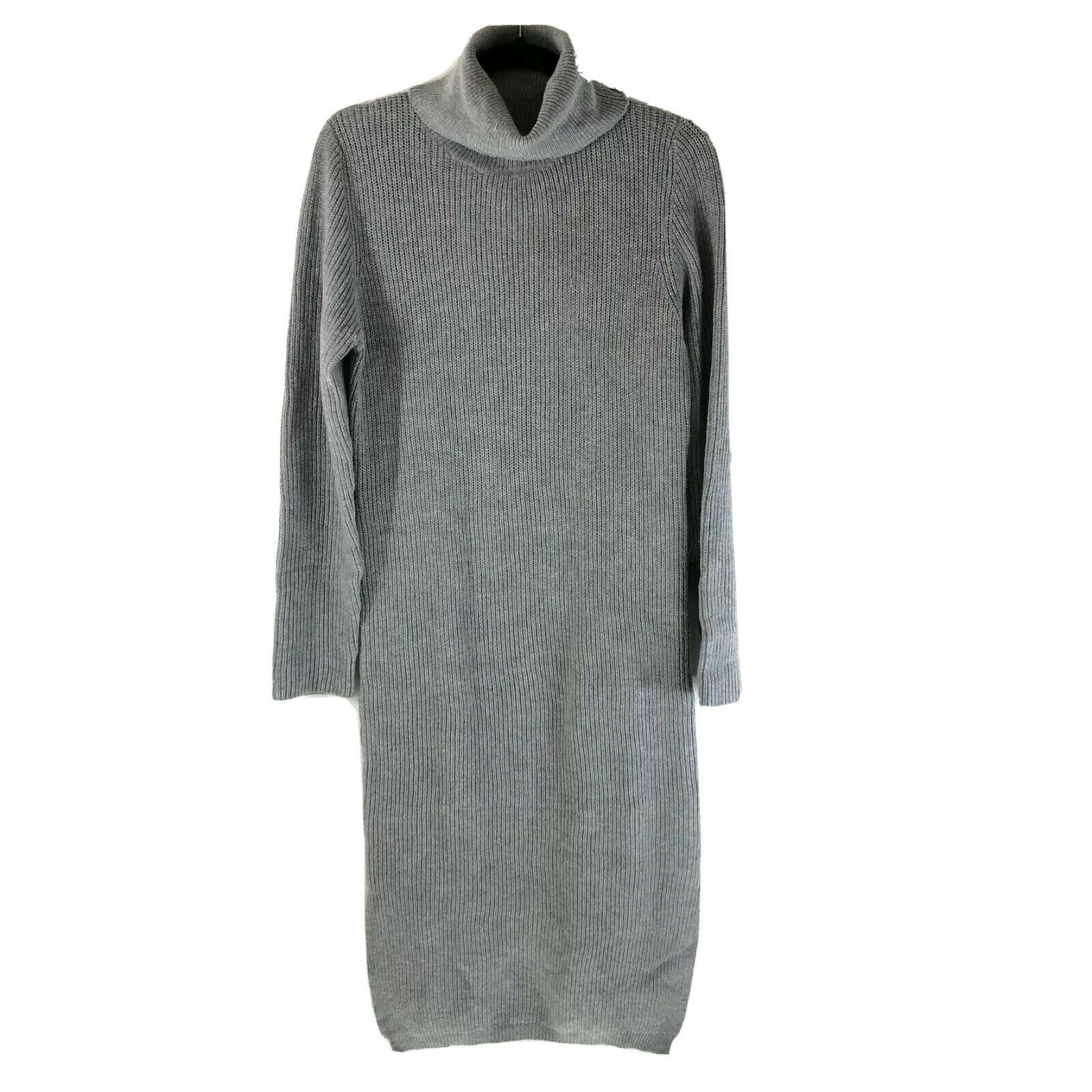 Primary image for Lulus Sheerah Turtleneck Midi Sweater Dress Knit Long Sleeve Gray Size M
