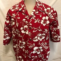 Hilo Hattie Mens Hibiscus Flowers Red Hawaiian Shirt Sz XL Aloha Coconut... - $44.54