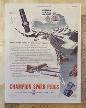 Vintage Print Ad Champion Spark Plugs Western Airlines AAF 1940s 13.5 x 10.25&quot; - £10.91 GBP