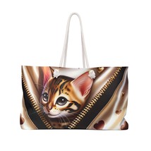 Personalised/Non-Personalised Weekender Bag, Cute Cat, Valentines Day, Large Wee - £39.08 GBP