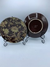 Jaclyn Smith Salad Plate Turkish Floral Brown Scrolls Floral Set of 2 Plates - £15.63 GBP