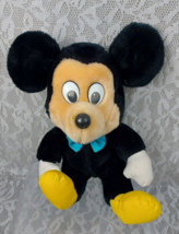 Vintage Knickerbocker Mickey Mouse Black Blue Bow Disney 13&quot; Plush Stuff... - $9.95