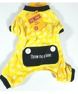 Dog BOO Pajamas Yellow Black &#39;Throw Me A Bone&quot; Halloween Costume Skull R... - $6.57 CAD+