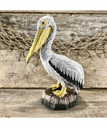 Hand-Painted Resin Coastal Pelican On Post Tabletop Statue - $14.95
