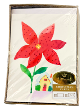 Hallmark Christmas Cards Red Poinsettia Tiny Home 18 Cards/Envs Floral Modern - £13.59 GBP