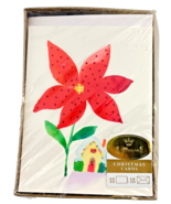 Hallmark Christmas Cards Red Poinsettia Tiny Home 18 Cards/Envs Floral M... - £13.84 GBP