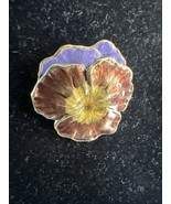 Pansy Scarf Dress Clip Flower Brass Brooch Vtg Antique - $18.69