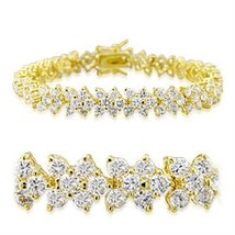 32012 - Gold Brass Bracelet with AAA Grade CZ  in Clear - $754.96 MXN