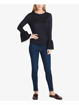 Tommy Hilfiger Womens Navy Blue Bell Sleeve Jewel Neck Pullover Sweater ... - $29.00