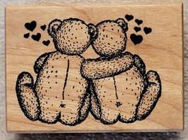 PSX Teddy Bears Hugging Rubber Stamp, Hearts Love Valentine, D-449 - NEW VTG - £5.46 GBP