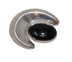 Sterling Silver 925 Mexico Taxco Onyx Brooch Pin Charm Pendant - £39.08 GBP