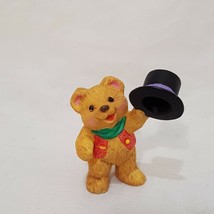 Teddy Bear Top Hat Hallmark Resin 1" 1996 Merry Miniatures Snowbear Season - $9.99