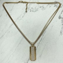 Chico&#39;s Gold Tone Double Strand Coil Silver Shimmer Pendant Necklace - £13.40 GBP