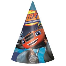 Blaze Monster Machines Birthday Cone Hats Birthday Party Favors 8 Per Package - £7.77 GBP