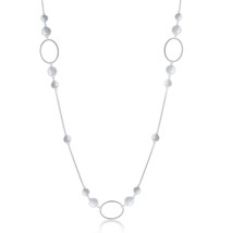 Sterling Silver Open Ovals with Flat Shiny Discs Necklace - £151.11 GBP