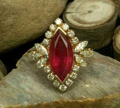 Splendido anello di fidanzamento con rubino rosso taglio marquise da 2,50... - £89.93 GBP