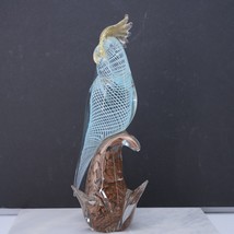 Blue and Gold Murano Sandro Frattin Parrot c. 1950s Art Glass Gold Infused 12&quot; - £706.59 GBP
