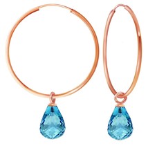 4.50 Carat 14K Rose Gold Hoop Natural Blue Pear-Shaped Topaz Earrings Gemstone - £273.56 GBP