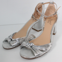 Jewel Badgley Mischka Size 7 Christen Metallic Silver Knotted Block Heel... - $22.99
