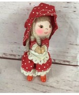 Vintage Clip Hugger Grabber Little Red Ridding Hood Girl Doll Painted Wo... - $9.89