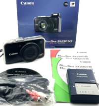 Canon PowerShot SX230 HS Digital Camera Black PC1587 12.1MP GPS 14x Zoom... - £146.98 GBP