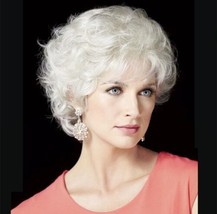 RicHyun Womens Short White Wig Natural Curly Cream White Wig Synthetic H... - $14.76