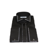 Men CEREMONIA Tuxedo Shirt Rhinestone 100% Cotton Turkey #stn 115 Black ... - £64.13 GBP