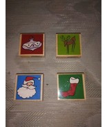 Lot Of 4 Oogaloo Rubber Stamps Christmas Wood Mounted Xmas Santa Claus O... - £12.44 GBP
