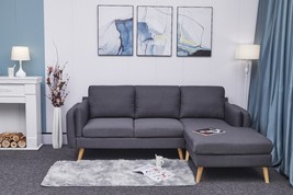 L-shaped sofa with footrests can be left and right interchangeable - Dark Grey - £425.58 GBP