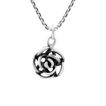 Modern Hidden Rose Blossom Sterling Silver Pendant Necklace - £9.43 GBP