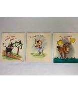 Set of 3 Vintage Birthday Cards Betsy Ross Line Animals Not Signed - $14.00