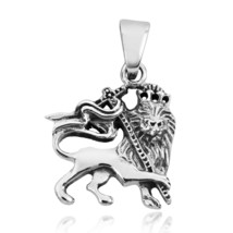 Rasta Lion of Judah .925 Sterling Silver Pendant - £35.60 GBP