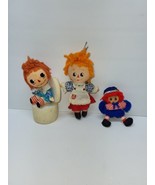 Lot 3 Vintage Raggedy Ann Christmas Ornaments Yarn Flocked Vintage - £12.65 GBP