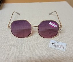 Piranha Womens Fashion Sunglasses Octagon Gold Frames Puprle Lenses 60038 - £6.88 GBP