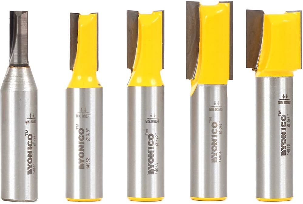 Yonico Straight Router Bits Set 5 Bit 1/2-Inch Shank 14522 - $41.93