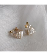 Handmade Natural Freshwater Pearl Woven Hoop Earrings 18K Gold Plated - $39.99