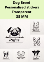 Personalised Stickers Round Clear Transparent  Any Name Dog Breed 38mm - £1.07 GBP+
