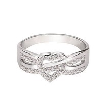 Iced Infinity Sterling Silver Heart Knot Cubic Zirconia Size 5 Ring - £13.19 GBP
