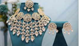 Bollywood Style Indian Kundan Gold Fashion Jewelry Bridal Choker Necklace Set - £30.27 GBP