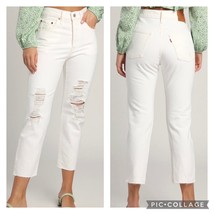 Levi’s NWT 501 Crop White Distressed High Rise Straight Leg Denim Jeans Sz - £40.37 GBP