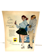 Original 1950&#39;s Pepsi-Cola Refreshes Without Filling-Vintage Ad Roller Skating - £13.47 GBP